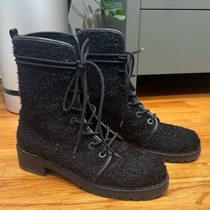 Stuart Weitzman Tweed Combat Boots Size 9